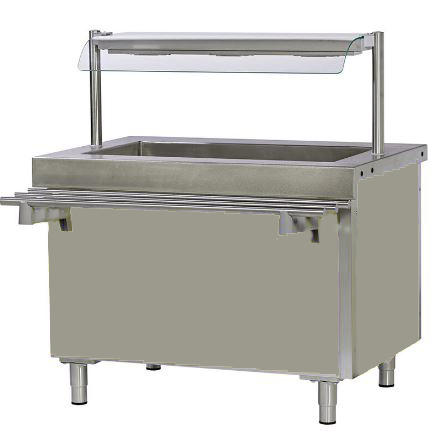 MEUBLE BAIN-MARIE 4 BACS AIR AVEC RAMPE